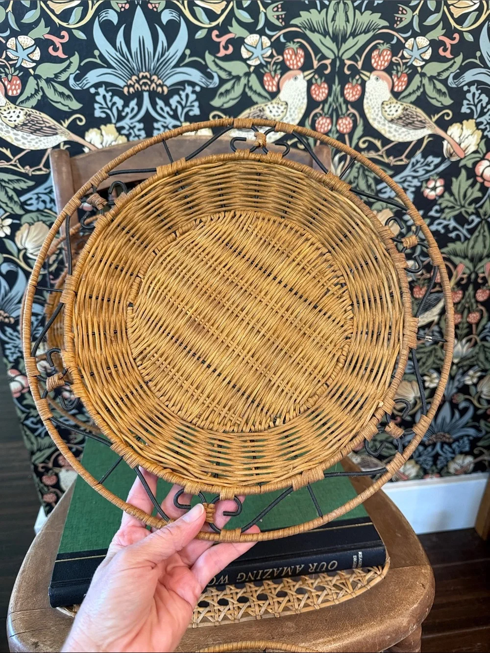 Casual Home Princess House Woven Rattan & Metal Chargers Paper Plate Holders
